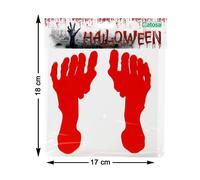 Pegatina Autocollant Halloween - Pied Ensanglanté en Gel, Décorations Effrayantes 17 x 18 cm pour Fenêtre, Mur ou Sol