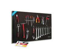 Pegboard Midi 1 panneau mural à outils en bois (MDF) 100 x 60 x 0,5 cm - Trou Ø 7 mm - Espacement des trous 25,4 mm - Noir laqué - Fabriqué en Allemagne