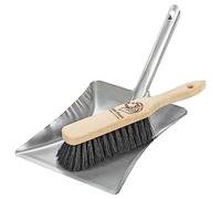 Peggy Perfect Kit de balayage avec balai en bois de hêtre et pelle en métal galvanisé. Résistant et pratique pour l'industrie et le jardin avec poils en élasthanne noir
