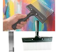 Peigne à Texturer pour Murs, Peigne à Peinture en Acier Inoxydable, Grattoir pour Plâtre Artistique avec Poignée et Tige Télescopique, Râteau à Grainer pour Peinture pour Décoration en Texturé