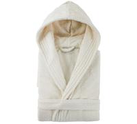 Peignoir à capuche adulte PURE coton XS hauteur courte ivoire