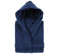 Peignoir à capuche adulte PURE coton XXL hauteur courte bleu marine