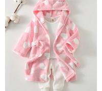 Peignoir à capuche mi-long pour bébé fille avec ceinture, tissu en peluche épais jacquard cœur mignon, décoration d'oreilles 3D, convient pour l'hiver et l'automne 6-9M,9-12M,12-18M,18-24M,2-3YTout Im
