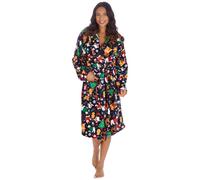 Peignoir à capuche unisexe en polaire corail pour adulte, Bleu marine festif, L