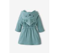 Peignoir bébé animal en gaze de coton bio* personnalisable bleu canard 18M(81CM)