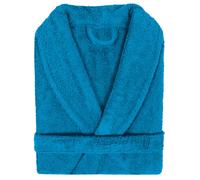 Peignoir col châle adulte PURE coton L bleu turquoise