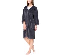 Peignoir court en velours pour femme Aquarti, avec fermeture éclair, couleur : graphite, taille : 4XL