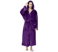 Peignoir de bain à manches longues avec poche à capuche et cordon de serrage pour homme avec mousse à mémoire de forme, violet, M