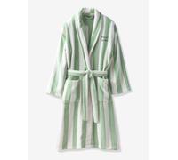 Peignoir de bain adulte mixte rayures TRANSAT capsule famille personnalisable, avec coton recyclé rayé vert L/XL