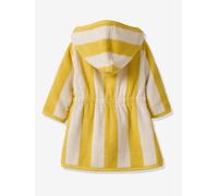 Peignoir de bain Bébé rayures TRANSAT capsule famille personnalisable, avec coton recyclé rayé jaune 36M(97CM)