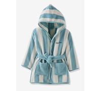 Peignoir de bain Enfant rayures TRANSAT capsule famille personnalisable, avec coton recyclé rayé bleu 12A
