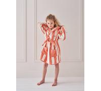 Peignoir de bain Enfant rayures TRANSAT capsule famille personnalisable, avec coton recyclé rayé corail 4A