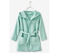 Peignoir de bain enfant uni à capuche, personnalisable vert bleuté 14A