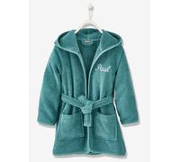 Peignoir de bain enfant uni à capuche, personnalisable vert foncé 8A