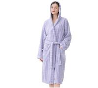 Peignoir De Bain Femme Homme Coton Robe Nid D'abeille Chambre En Velours Doux Élégante Peignoirs Femmes Portables Sortie Piscine Long Éponge Qualité Durable Capuche Blanche Violet #1 Taille unique