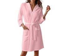Peignoir De Bain Femme Sortie Robe Femmes Portables Robes Chambre D'été Légères Pour Hommes Long Microfibre Rapide Séchage Coton Serviette Peignoirs Épaisse Hiver Doublée Eponge Homme Rose XL