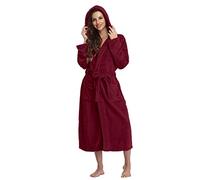 Peignoir De Bain Femme Unisexe Eponge Capuche Automne Hiver Peignoir avec Capuche Chaude Peignoir Moelleux Éponge Douce Coton Eponge Vêtements De Détente Robe De Chambre Une Pièce