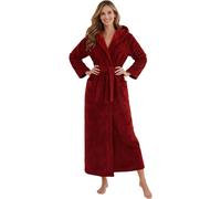 Peignoir de bain pour femmes, marque Morgenstern, avec capuche, extra long, couleur rouge cerise, taille S