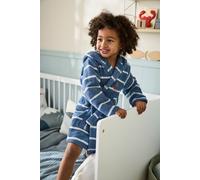 Peignoir de bain rayé enfant à capuche et personnalisable bleu/blanc 10A