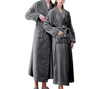 Peignoir de bain super doux pour homme - Peignoir d'hiver unisexe en coton éponge confortable avec poches - Col châle classique - Couleur unie - Vêtements de nuit thermiques, GY1., L