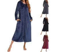 Peignoir de maison avec fermeture éclair pour femmes, peignoir douillet et chaud, avec capuche, peignoir de sauna, pour l'hiver, en tissu doux, pyjama en polaire, en flanelle douce, tailles grandes