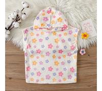 Peignoir en flanelle à capuche avec imprimé floral pour bébé fille,vêtement de nuit blanc cassé mignon,tenue de plage pour fête de piscine en été,coupe ample confortable pour l'automne et l'hiver 6-9M
