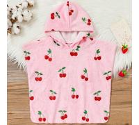 Peignoir en flanelle à capuche avec motif cerise rose mignon pour bébé fille, serviette de plage, pyjama d'été pour vacances et fêtes d'automne, cache-maillot confortable pour toutes les saisons 6-9M,