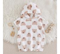 Peignoir en flanelle à capuche pour bébé fille, motif fraise, confortable et absorbant. Convient pour toutes les saisons et occasions comme la salle de bain et la plage, automne/hiver 6-9M,9-12M,12-18