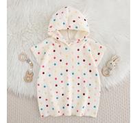 Peignoir en peluche à motif texturé, col rond, manches longues et lien devant pour bébé fille, peignoir en peluche pour petite fille, vêtement de nuit absorbant l'humidité et résistant au froid, vêtem