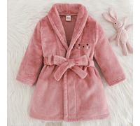 Peignoir en peluche pour bébé fille avec imprimé chat de dessin animé mignon, rose et noir, peignoir à capuche doublé de thermique chaud pour l'hiver, pyjama de vacances pour Noël & fête d'automne 6-9