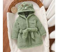 Peignoir en peluche pour bébé garçon, vert, design de dinosaure de dessin animé mignon, polaire double face, confortable et doux, tenue d'intérieur minimaliste, hiver 6-9M,9-12M,12-18M,18-24M,2-3YAnim
