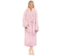 Peignoir en polaire Sherpa Shaggy pour femme de qualité supérieure - Rose - Large/X-Large