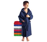 Peignoir Enfant à Capuche 100% Coton Éponge 380 g/m² Doux et Absorbant | Peignoir de Bain Fille et Garçon, Coupe Courte, Ceinture Ajustable, 2 Poches, Éponge Coton 380 g/m², Tailles 116 à 176