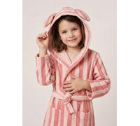 Peignoir enfant rayé lapin personnalisable, avec coton recyclé rayé rose 4A