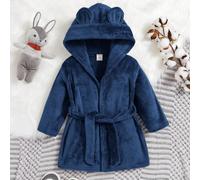 Peignoir épais ignifuge à manches longues avec capuche oreilles 3D de couleur unie pour bébé garçon et unisexe 6-9M,9-12M,12-18M,18-24M,2-3YPolyester