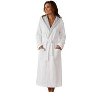 Peignoir femme Morgenstern, en molleton de coton, capuche, modèle Leonie, couleur blanche, taille M