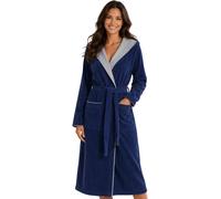 Peignoir femme Morgenstern, en molleton de coton, capuche, modèle Leonie, couleur bleu, taille L