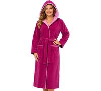 Peignoir femme Morgenstern, en molleton de coton, capuche, modèle Leonie, couleur fuchsia, taille XS