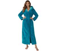Peignoir femme Morgenstern, extra long, capuche, en polaire, modèle Geena, couleur pétrole, taille M