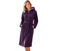 Peignoir femme Morgenstern, fermeture éclair, capuche, modèle Patrizia, couleur bordeaux, taille M