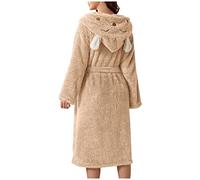 Peignoir Femme, Peignoir De Bain Femme Peignoirs Peignoir Éponge Femme avec Capuche, Robe De Chambre Coton Manche Longue Fourrure Peignoir Confort Con en V Peignoir Polaire Femme Rose