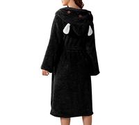 Peignoir Femme, Peignoir De Bain Femme Peignoirs Peignoir Éponge Femme avec Capuche, Robe De Chambre Coton Manche Longue Fourrure Peignoir Confort Con en V Peignoir Polaire Femme Rose