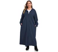 Peignoir grande taille bleu marine 3XL en coton - Vêtements de nuit
