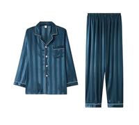 Peignoir Homme - Coton été Ensembles de Pyjama Coton 2 Pièces Pyjama Grande Taille vêtements Pyjama Homme avec col V Vêtement de Nuit Basique Vêtement de Maison