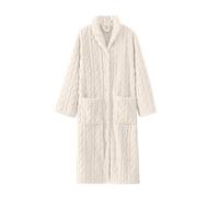 Peignoir long en peluche pour femme, peignoir de bain en peluche épaisse jacquard avec boutons et poches, douillet et doux, pour l'hiver, l'automne, le repos, le spa, vêtements confortables pour la