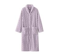 Peignoir long en peluche pour femmes - Peignoir épais en jacquard de toison avec boutons et poches, douillet et doux, robe de chambre pour l'hiver et l'automne, vêtement de maison confortable pour la