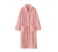Peignoir long en peluche pour femmes - Peignoir épais en jacquard de toison avec boutons et poches, douillet et doux, robe de chambre pour l'hiver et l'automne, vêtement de maison confortable pour la