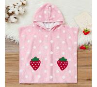Peignoir, pyjama et couverture en flanelle absorbante pour bébé fille, motif fraise brodé, capuche, mignon et confortable, automne/hiver, adapté à diverses saisons et occasions comme la salle de bain 