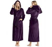 Peignoir ultra doux avec capuche en polaire longue pour femme.
