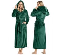 Peignoir ultra doux avec capuche en polaire longue pour femme.